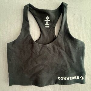 Converse Black Racerback Logo Sports Bra